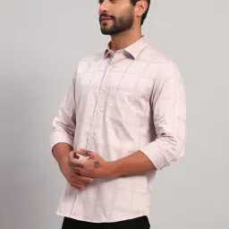 Cantabil Peach Cotton Regular Fit Checks Shirt image 3