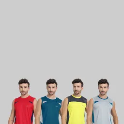 FTX Pack Of 4 Colourblocked Round Neck T-shirts image 2