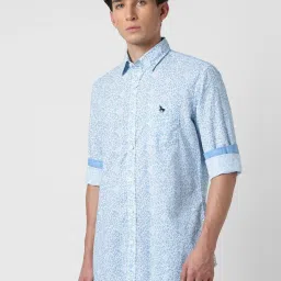 Van Heusen Blue Cotton Slim Fit Printed Shirt image 3