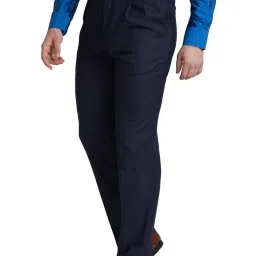 Park Avenue Blue Regular Fit Texture Trousers image 3