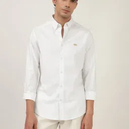 Andamen White Regular Fit Solid Casual Shirt-image-63