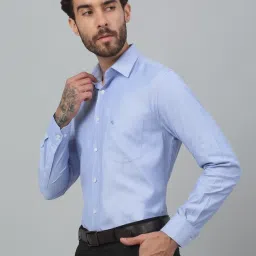 Cantabil Blue Regular Fit Texture Shirt image 3