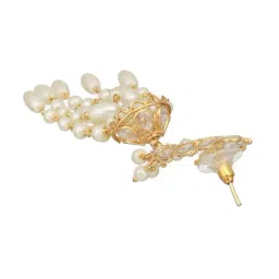 Saraf RS Jewellery White Statement 24K Gold Plated Kundan Studded Minimal Dangler Earring image 4