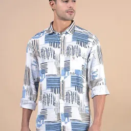 Cantabil Blue Regular Fit Printed Casual Shirt-picture-42