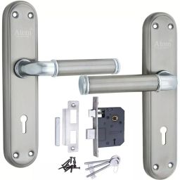 Atom Iron, Stainless Steel, Brass Multicolor Door Handle Lock Set, FloraLegend-2-picture-10