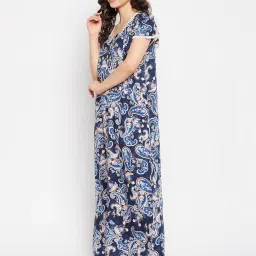 Clovia Blue Printed Night Dress image 3