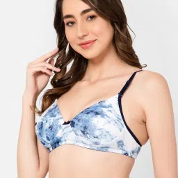Clovia Blue Cotton Printed T-Shirt Bra image 3