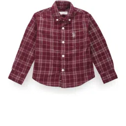 U.S. Polo Assn. Kids Red Checks Full Sleeves Shirt-image-61