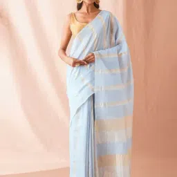 Jaypore Blue Woven Maheshwari Saree-picture-11