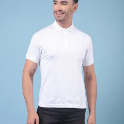 Crimsoune Club White Cotton Slim Fit Jacquard Polo T-Shirt-picture-29