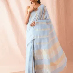 Jaypore Blue Woven Maheshwari Saree image 3