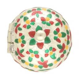 Sri Jagdamba Pearls 800 Silver Enamel Haldi Kumkum Bharani - 22 gm image 3