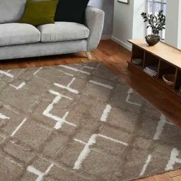 Obsessions Light Brown Diamond Shaggy Carpet - Large-picture-47
