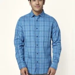 YU by Pantaloons Light Blue Cotton Slim Fit Checks Shirt-picture-20