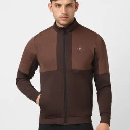 Van Heusen Brown Regular Fit Mock Collar Jacket-picture-43