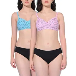 FIMS Pink & Blue Printed Bra Panty Sets - Pack Of 2-picture-31