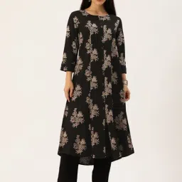 Amukti Black Rayon Printed Three-Quarter Sleeves Kurta-picture-26