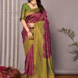 oxalis Ethnic Motifs Zari Banarasi Saree-picture-34