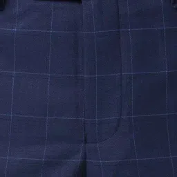 Peter England Navy Slim Fit Checks Trousers image 4