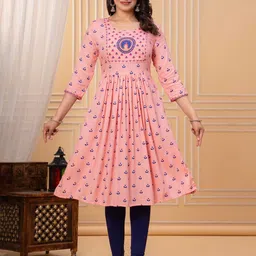 Meena Bazaar Women Printed Flared Sleeves Thread Work Anarkali Kurta-picture-32