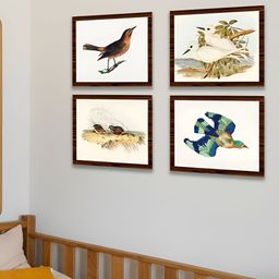 CVANU 4 -Pcs White & Blue Printed Wooden Frame Poster-picture-9