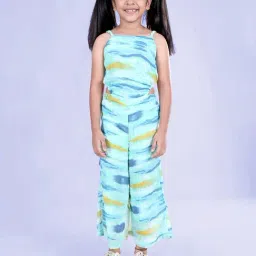 Kiddopanti Girls Aqua Green Printed Jumpsuit-image-94