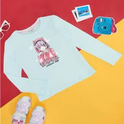 Pantaloons Junior Blue Cotton Printed Full Sleeves T-Shirt-picture-27