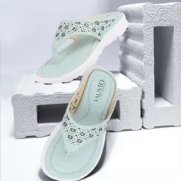 Fausto Women's Sky Blue Thong Sandals-picture-33