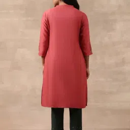 Folksong by W Pink Embellished Straight Kurta image 2