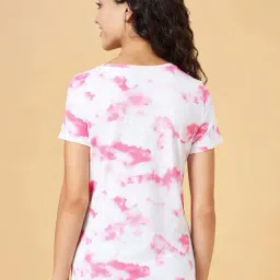 Ajile by Pantaloons White & Pink Cotton Printed Sports T-Shirt image 2