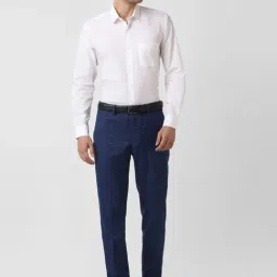 Peter England Navy Slim Fit Checks Trousers image 5