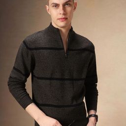 Dennis Lingo Men Striped  Mock Collar Pullover Sweater-picture-17