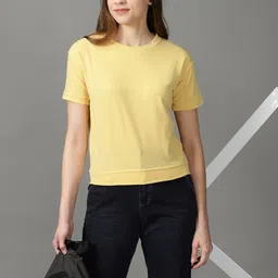 SHOWOFF Women Solid Round Neck Cotton T-shirt-image-62