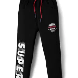 Olio Kids Looper Knit Full Length Printed Track Pant - Black-picture-16