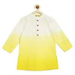 Tiber Taber 100% Cotton Woven Full Sleeves Ombre Kurta - Yellow-image-3