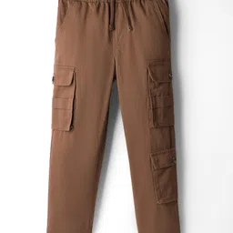 UCB Cotton Woven Full Length Trouser With Cargo Pockets - Dark Brown-image-98