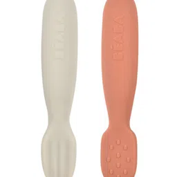 Beaba Set of 2 Silicone Pre-Feeding Spoons Terracotta/Velvet Grey 4+ Month image 2