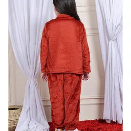 NEUDIS Fleece Full Sleeves Solid Top & Joggers With Shrug Set - Maroon image 3