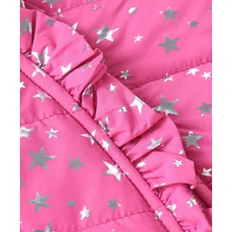 Babyhug Full Sleeves Hoodies Foil Stars Print- Pink image 3
