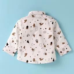 Robo Fry Lycra Knit Full Sleeves Printed 3 Piece Party Suit With Bow & Hat - Brown image 3
