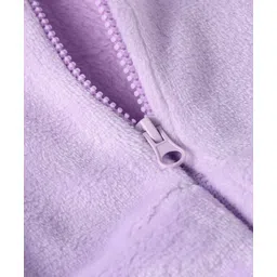 Babyhug Cotton Knit Full Sleeves Hooded Sweatjacket with Cat Print & Kangaroo Pockets - Lilac image 3