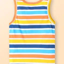 Babyhug 100 % Cotton Knit Sleeveless Striped & Animal Printed Vests Pack of 3 - Coral & White image 3