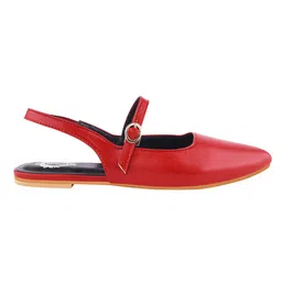 Shoetopia Solid Buckle Closure Sandals - Red image 4