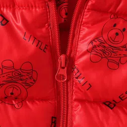Kookie Kids Full Sleeves Jacket With Bear Print - Red image 4