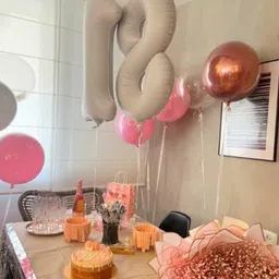 decor mantra Decormantra 8 Eight 32 Inch Number Foil Balloon For 8th Birthday Decoration Kit Items -Pack of 14-Cream image 4