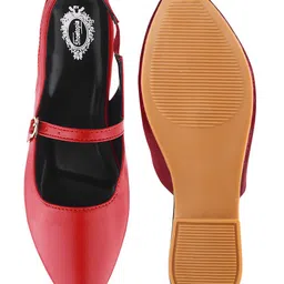 Shoetopia Solid Buckle Closure Sandals - Red image 5