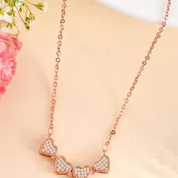 DIVASTRI Stainless Steel Gold-Plated American Diamond Studded Foldable Pendant With Chain-picture-32