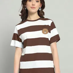 The Dry State Women Striped Round Neck Cotton Oversized T-shirt-picture-28