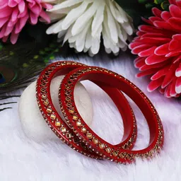 TAJ BRIDAL STORE Pack Of 2 Kundan-Studded Bangadi Bangles-picture-14