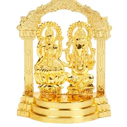 CraftVatika Gold-Plated Handcrafted Laxmi Ganesh Idol Showpiece image 2